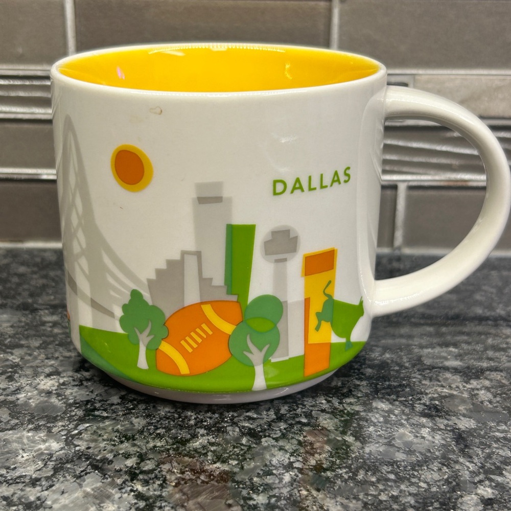 Starbucks Yellow and Green Cityscape Dallas Mug Coffee Cup